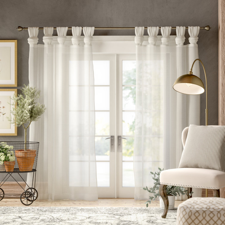 Alcott Hill® Pavillion Twist Faux Linen Solid Sheer Tab Top Curtain